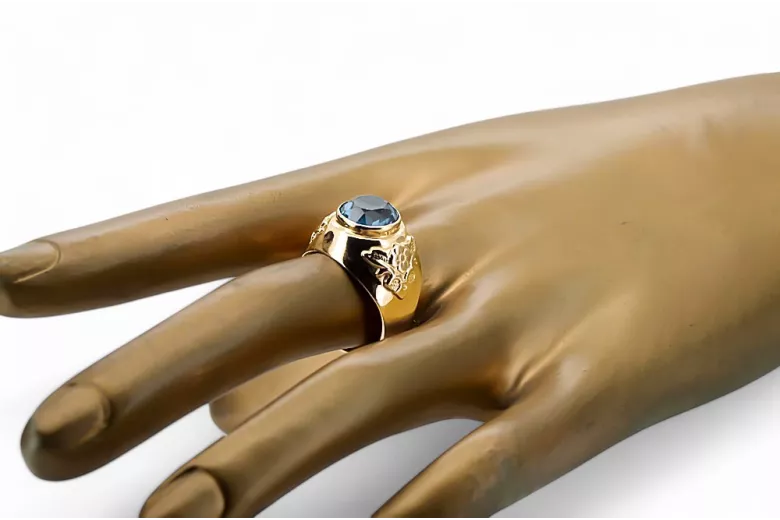 14k geltono aukso Akvamarinas Žiedas Vintažinis stilius vrc078y